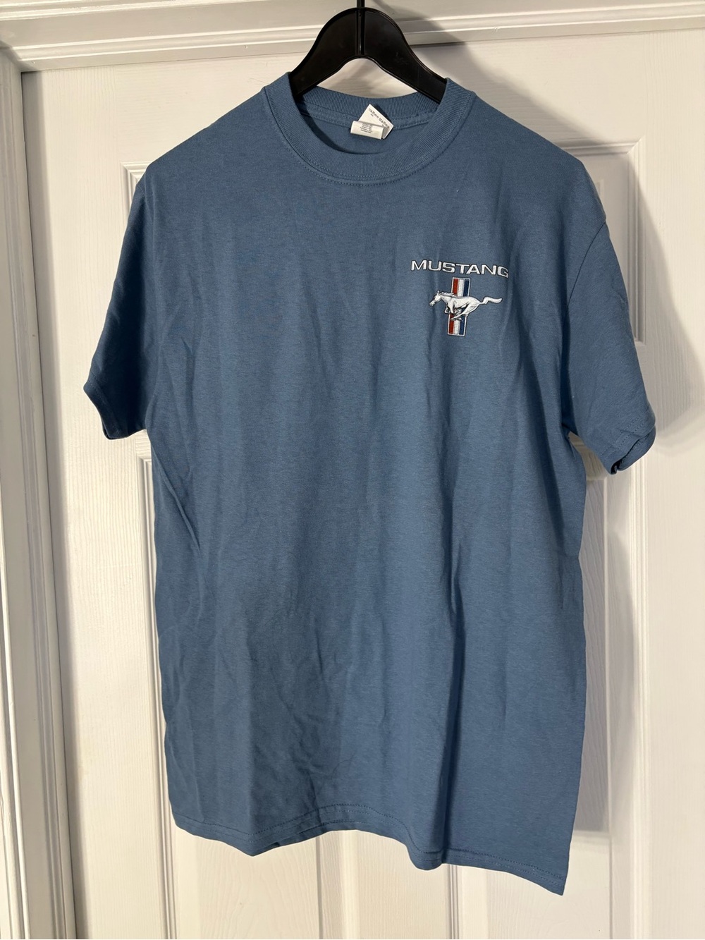 Gildan Steel Blue Mustang Logo Short Sleeve Tee